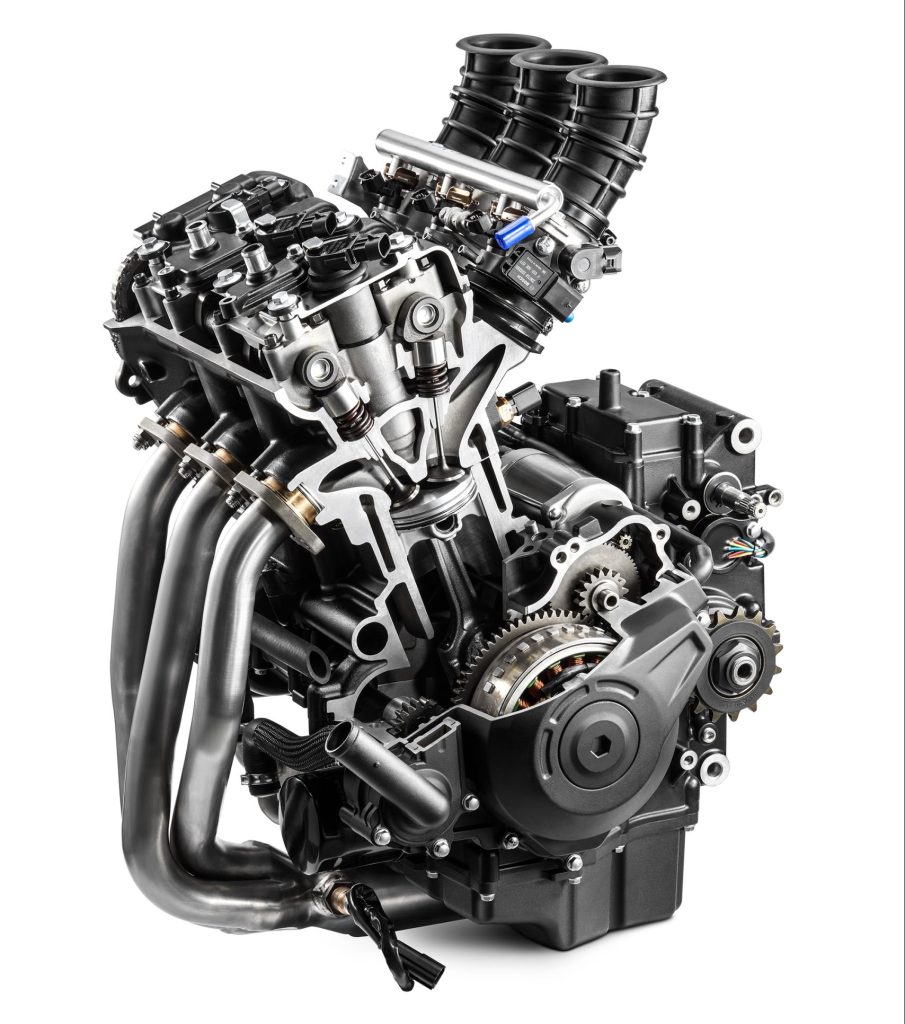 由CFMOTO全新開發的並列3缸引擎，最大馬力達到100匹以上，最大扭力70N.m，預計將會使用在仿賽車型上