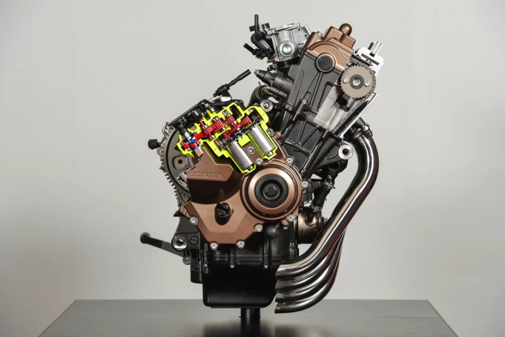 用于 CBR650R 和 CB650R 的 648cc 直列 4 缸引擎，加入了HONDA E-Clutch 装置