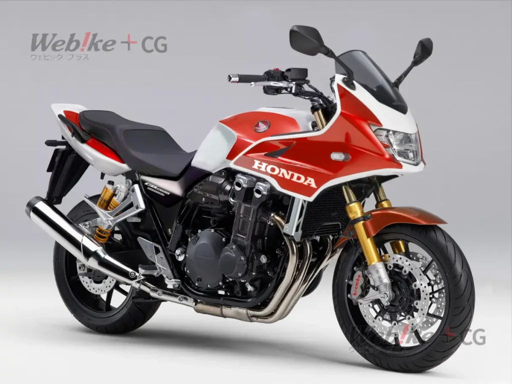 本站製作的CB1300 SUPER BOLD'OR SP Final Edition預想CG圖。車架塗裝顏色與現行SP版的紅色不同，似乎將改為黑色塗裝。