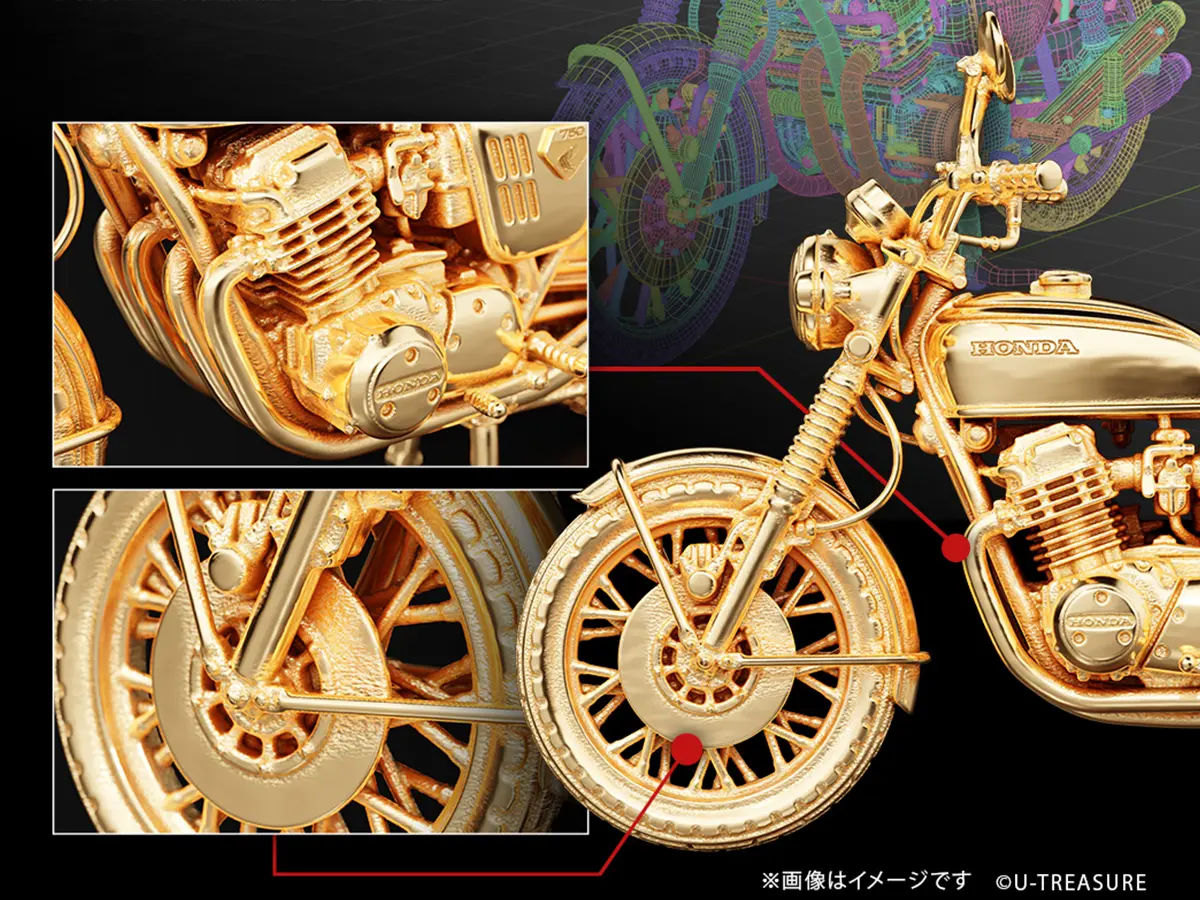 傳奇經典「CB750FOUR K0」,化作精巧銀製模型重現摩托車史詩