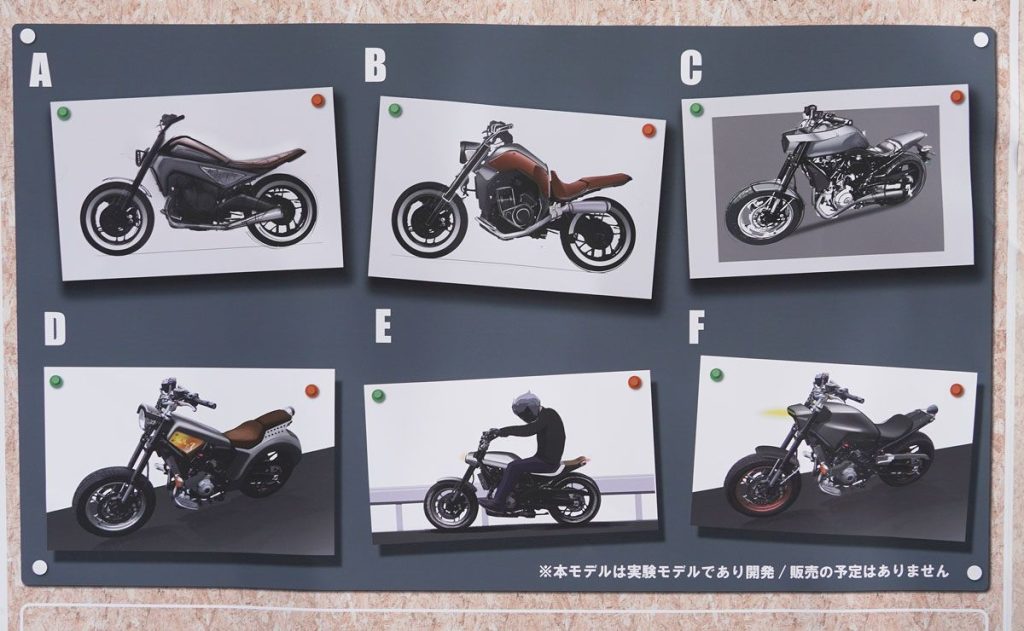 由設計師（據說是兩位新進員工）繪製了六張設計草圖。這些草圖是以「如同散步般的舒適感」為概念所創作，呈現出與一般巡航車不同的風格，頗具吸引力。最終選定了其中的「C方案」。