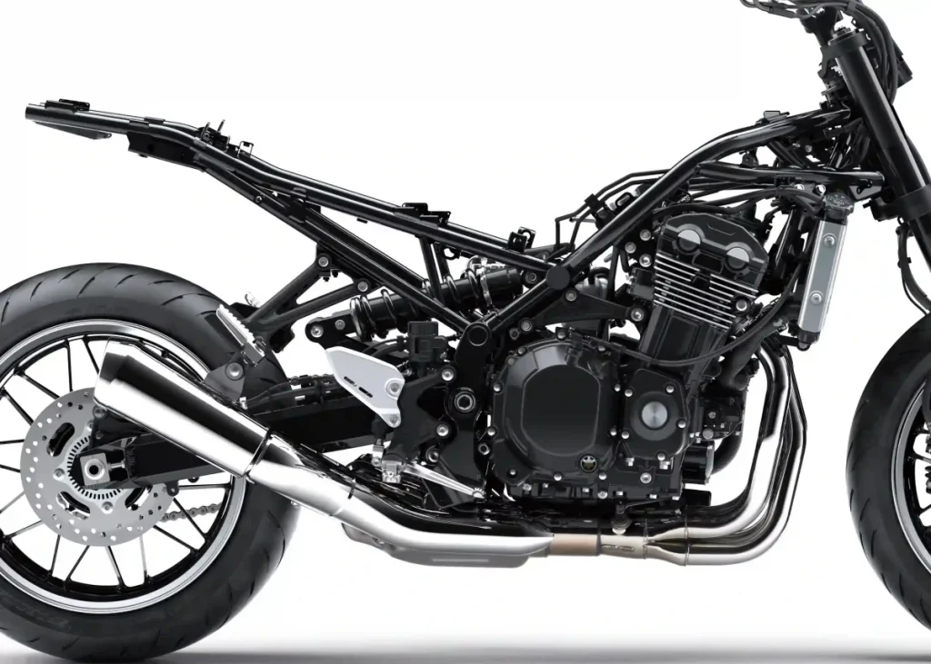 Z 型車架以盡可能筆直的管材製造,以分散應力,樞軸周圍的區域以副車架加強