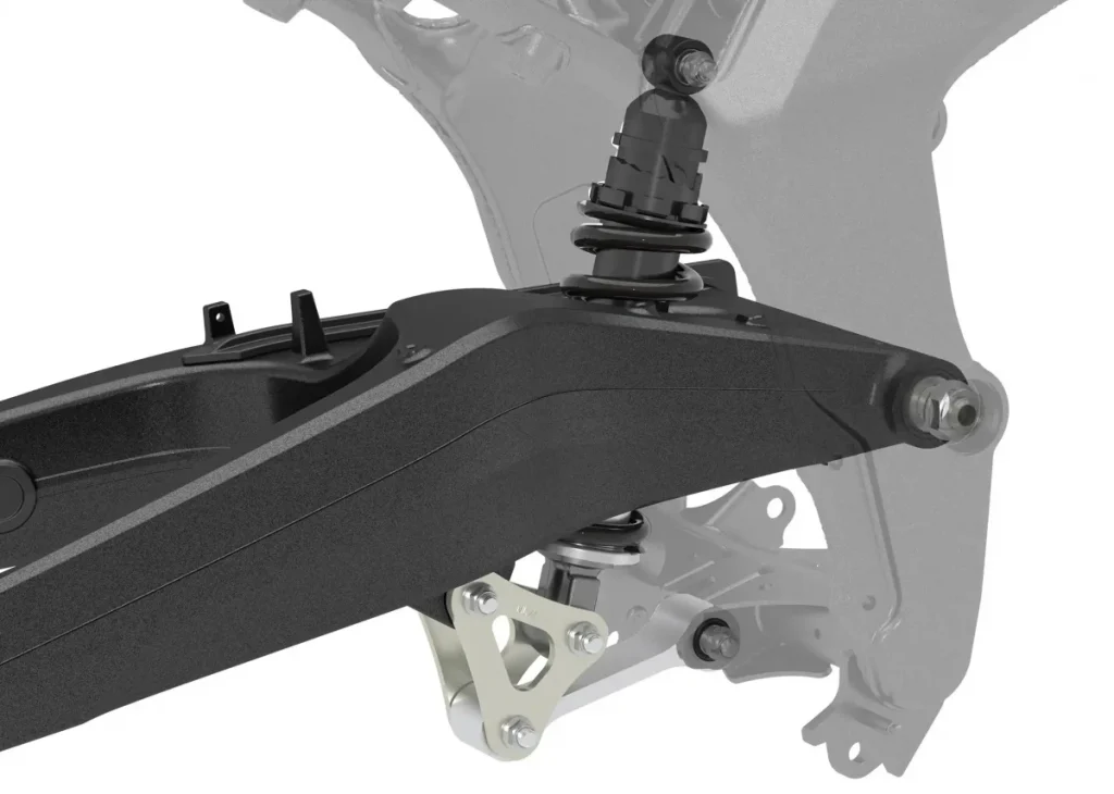 CB的後避震器採用全新設計的獨立式單筒加壓結構,並具有特殊的連桿比。回彈阻尼力和預載均可調整