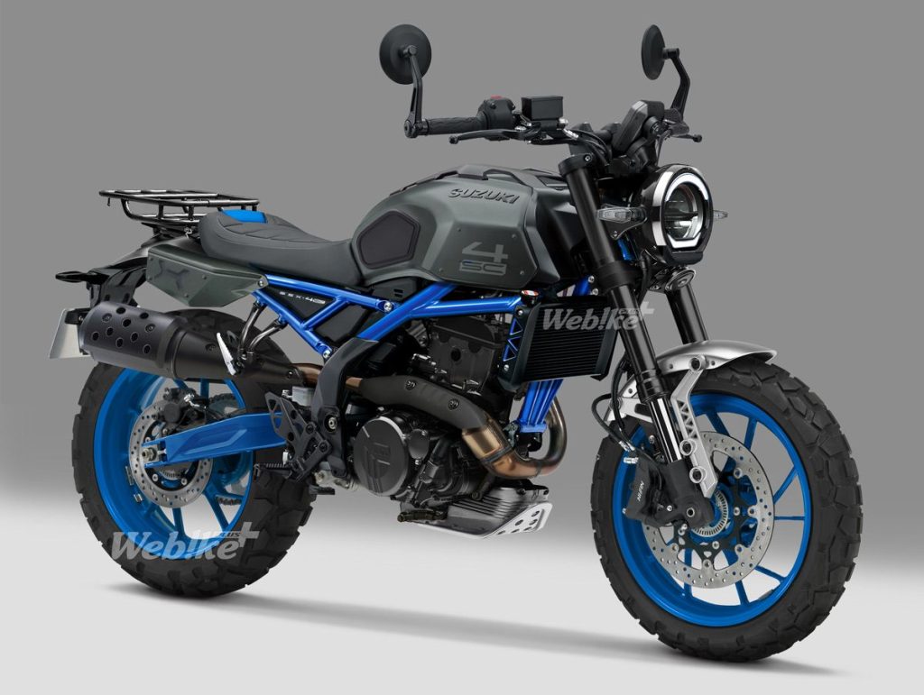 接著是在藍色車架與輪框的基礎上,把油箱換成更沉穩的灰色,成熟感瞬間提升。