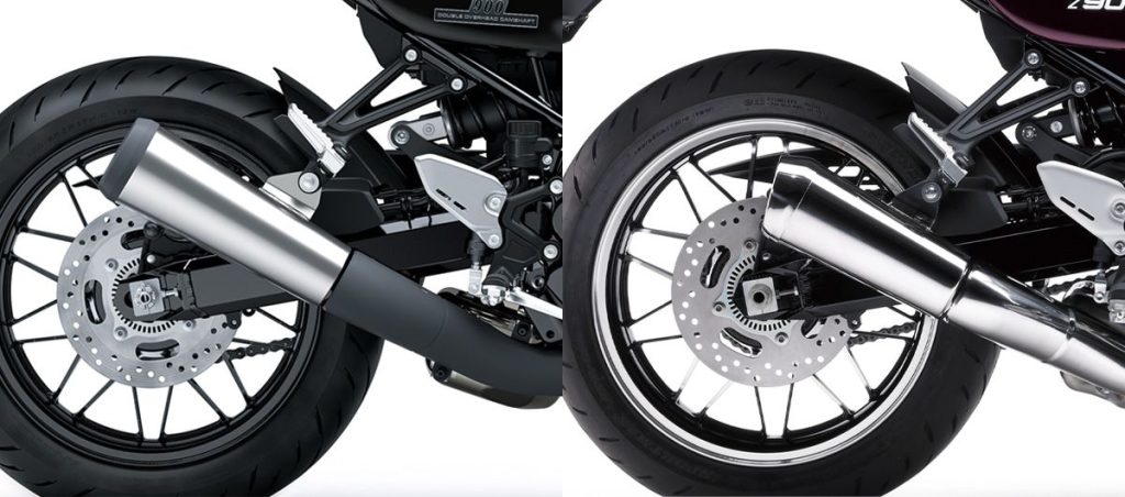 圖右為舊型，左為新型。新型的排氣管尾段加長了 70mm。