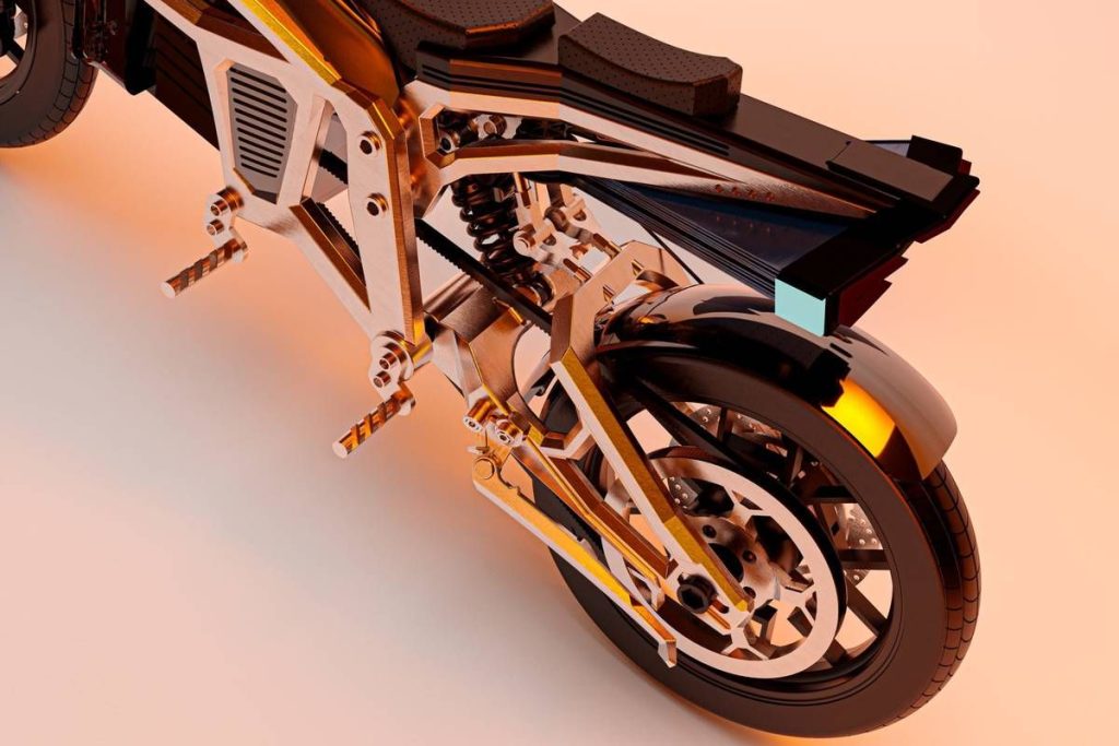 采用铝合金与碳纤维复合车架,整体结构其实与一般机车/电自行车相似。