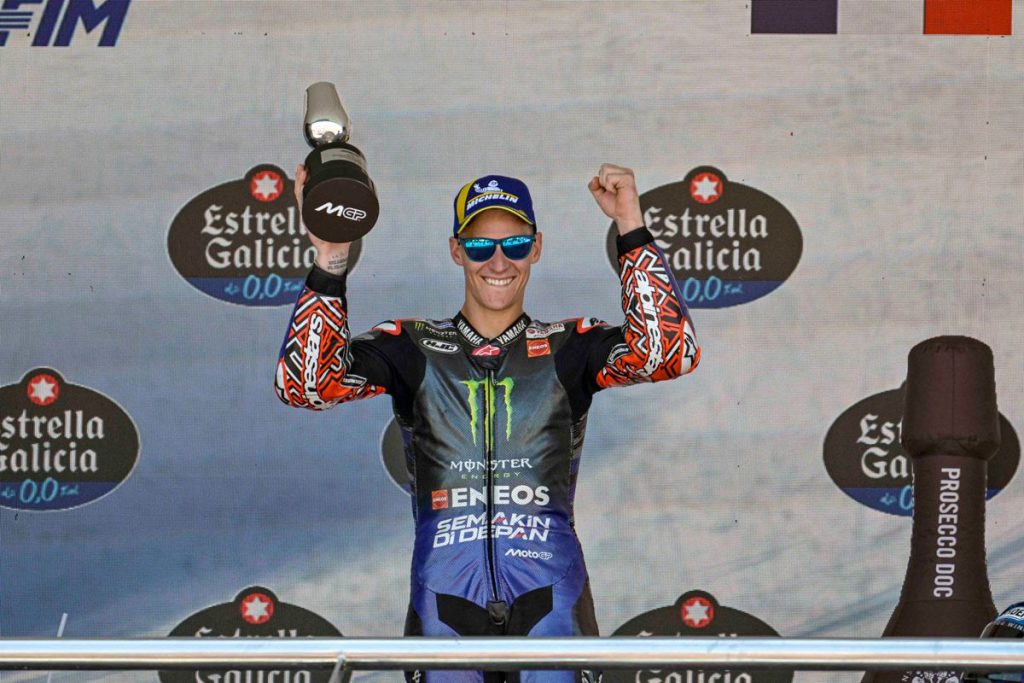 第5站西班牙站，Quartararo 從桿位起跑奪下亞軍頒獎台。