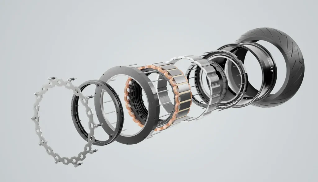 后轮框内置可产生 1000N·m 扭力的Donut 马达。