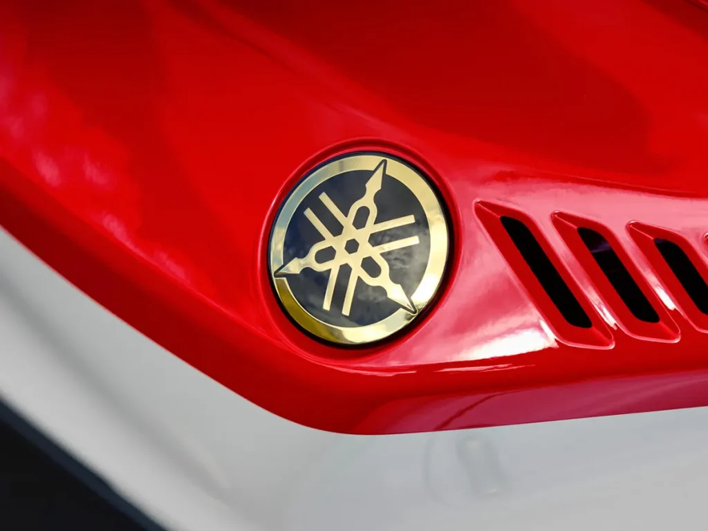 油箱侧面的音叉标志采用与工厂赛车相同的金色规格。