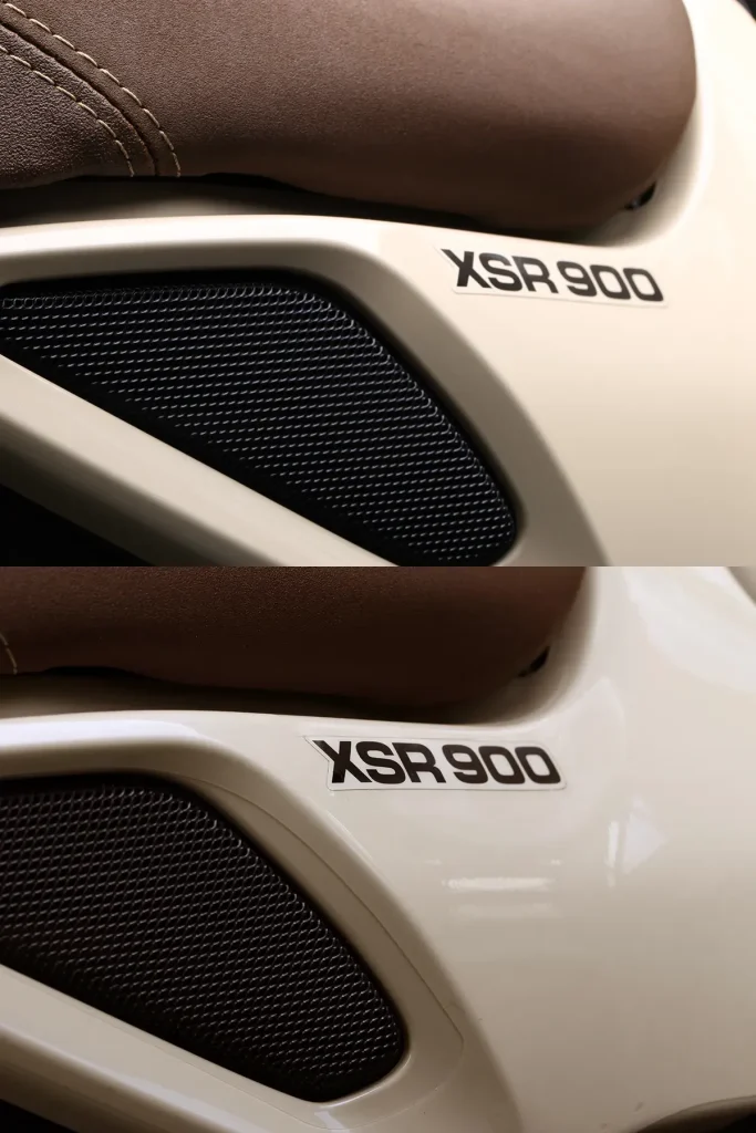 上圖為未貼 ECHELON PPF 的狀態,下圖為貼合後的狀態。薄膜完美貼合曲面,若不看切面邊緣,幾乎無法分辨是否有貼膜。