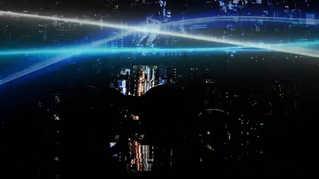 在日式美景背景下，暗影中浮现的某个身影。