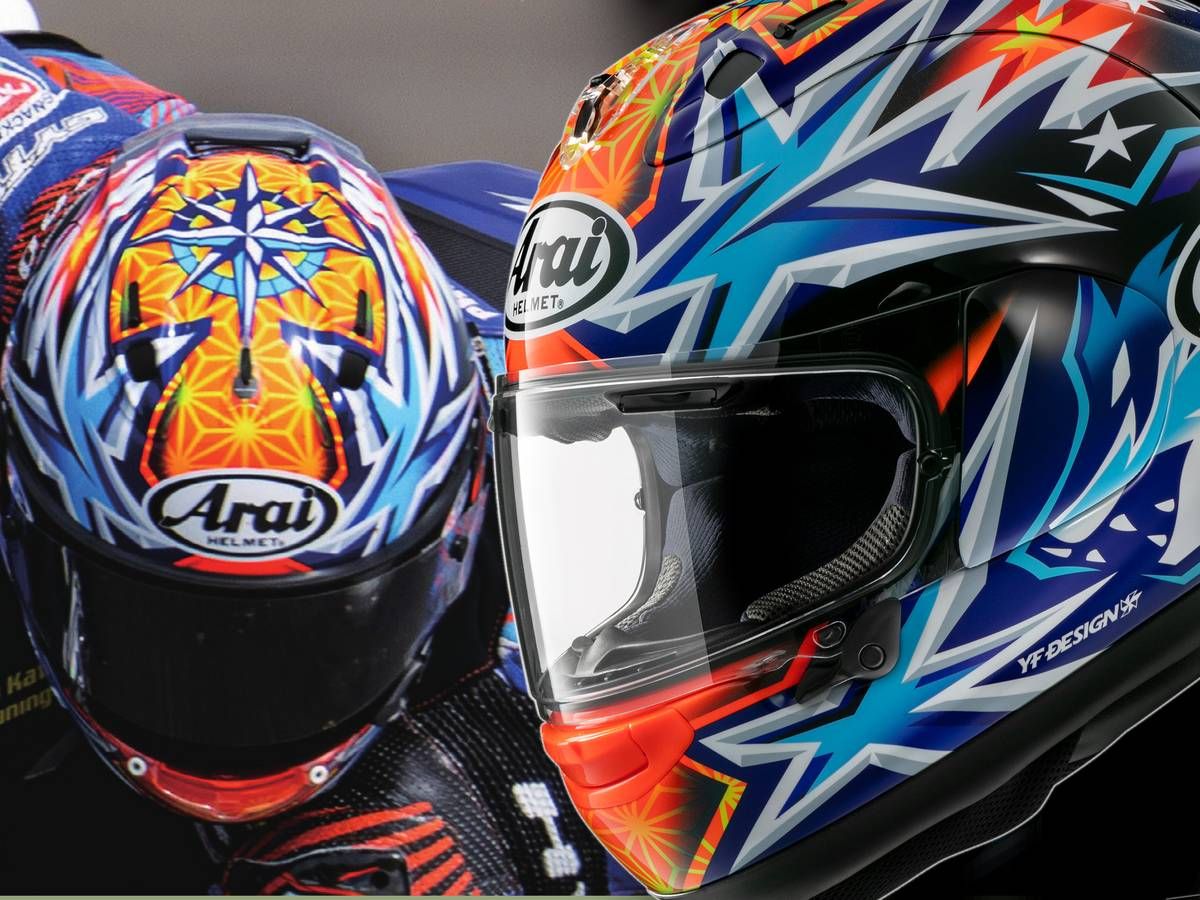 Arai“RX-7X OKAMOTO”复刻款9月中旬发售！冈本裕生“狼”主题×北极蓝×罗盘设计，SNELL/JIS认证全罩安全帽