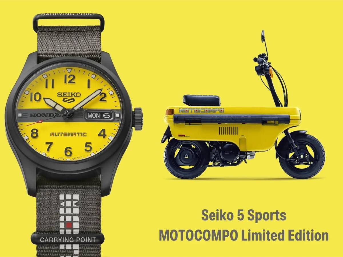 Honda Motocompo × SEIKO 5 SPORTS 联名限量表登场！重现黄色车身、油箱开关等经典设计